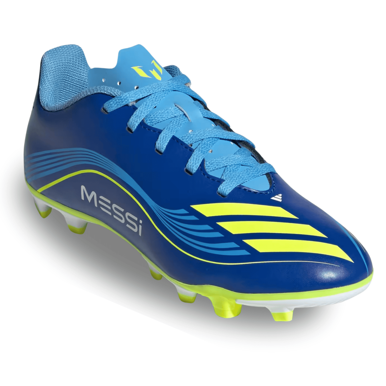 adidas Messi F50 Club Firm Ground/Multi Ground Junior Soccer Cleats (Royal Blue/Solar Yellow) | SoccerWearhouse