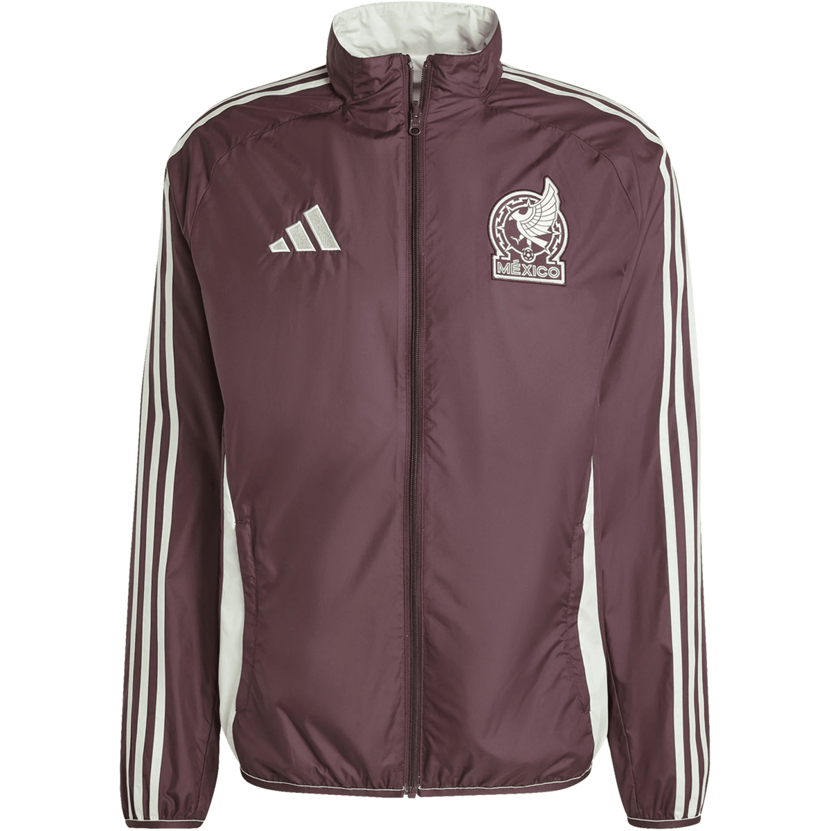 adidas Mexico Anthem Jacket 2024 (Dark Burgundy/Linen Green) | SoccerWearhouse