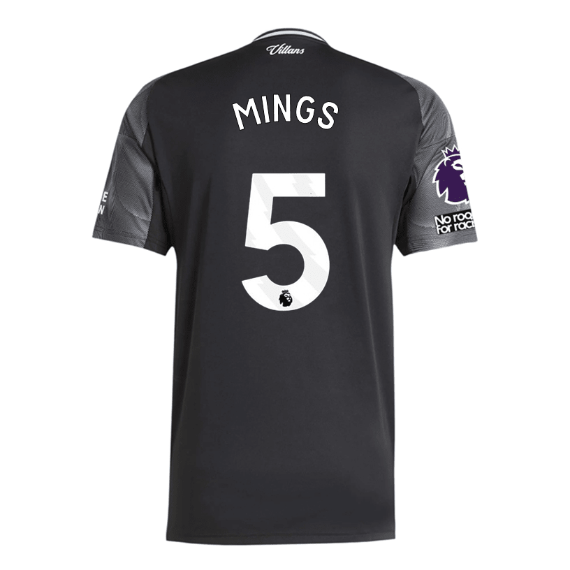 adidas Mings Men's Aston Villa 25/26 Away Jersey w/ EPL + NRFR Patches (Black/Global Blue) | SoccerWearhouse