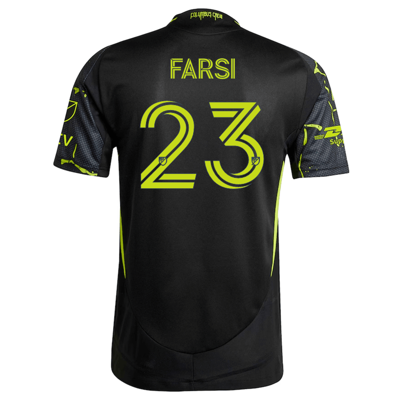adidas Mohamed Farsi Columbus Crew Authentic Away Jersey w/ MLS Patches 25/26 (Black/Yellow) | SoccerWearhouse