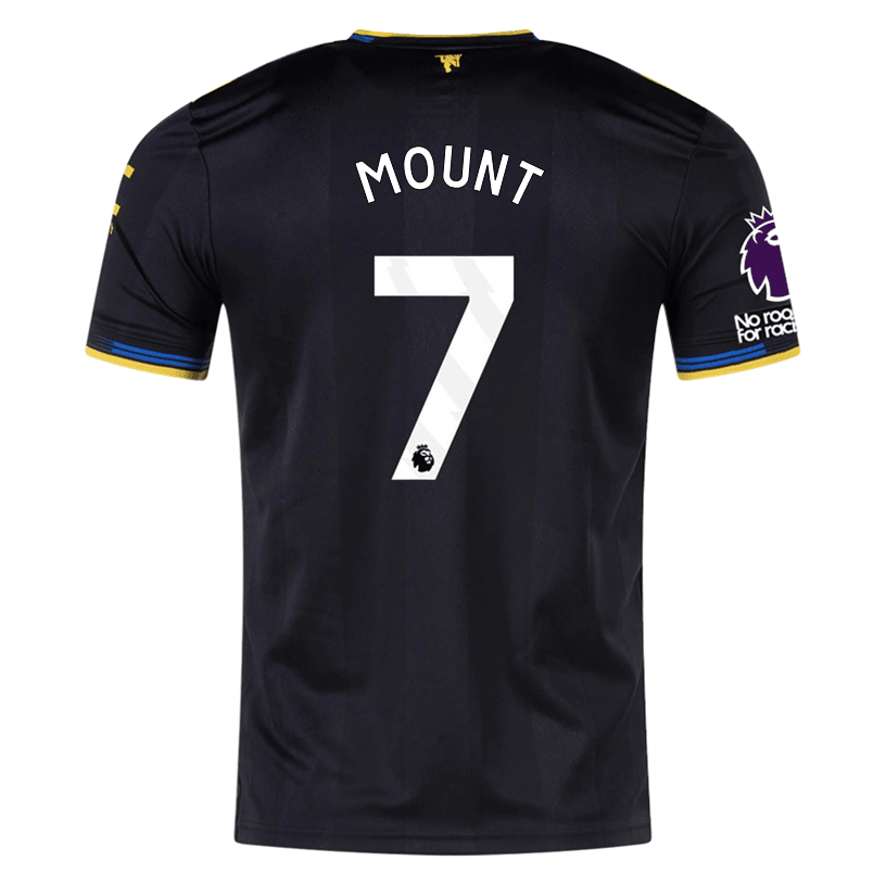 adidas Mount Men's Manchester United Authentic Third Jersey 25/26 w/ NRFR + EPL Patches (Black) | SoccerWearhouse