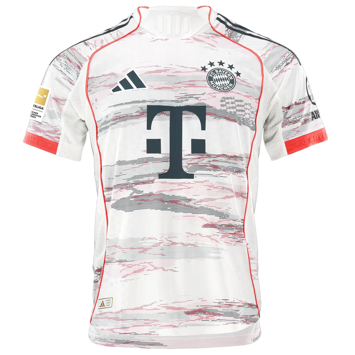 adidas Muller Special Authentic Away Jersey 25/26 w/ Sponsor + Meister Bundesliga Patch (White/Red) | SoccerWearhouse