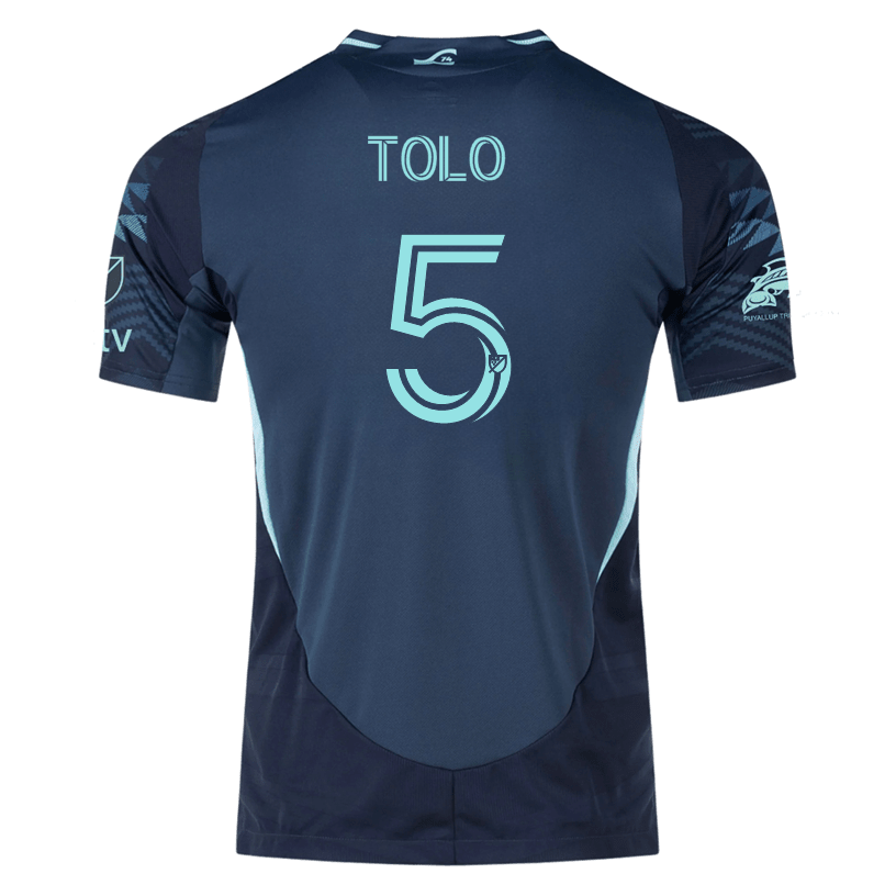 adidas N. Tolo Seattle Sounders Authentic Away Jersey 25/26 w/ MLS Patches &amp; Sponsor (Aura Ink) | SoccerWearhouse