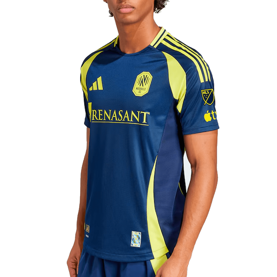 adidas Nashville Authentic Taylor Washington Away Jersey w/ MLS + Apple TV 25/26 (Tena Blue) | SoccerWearhouse