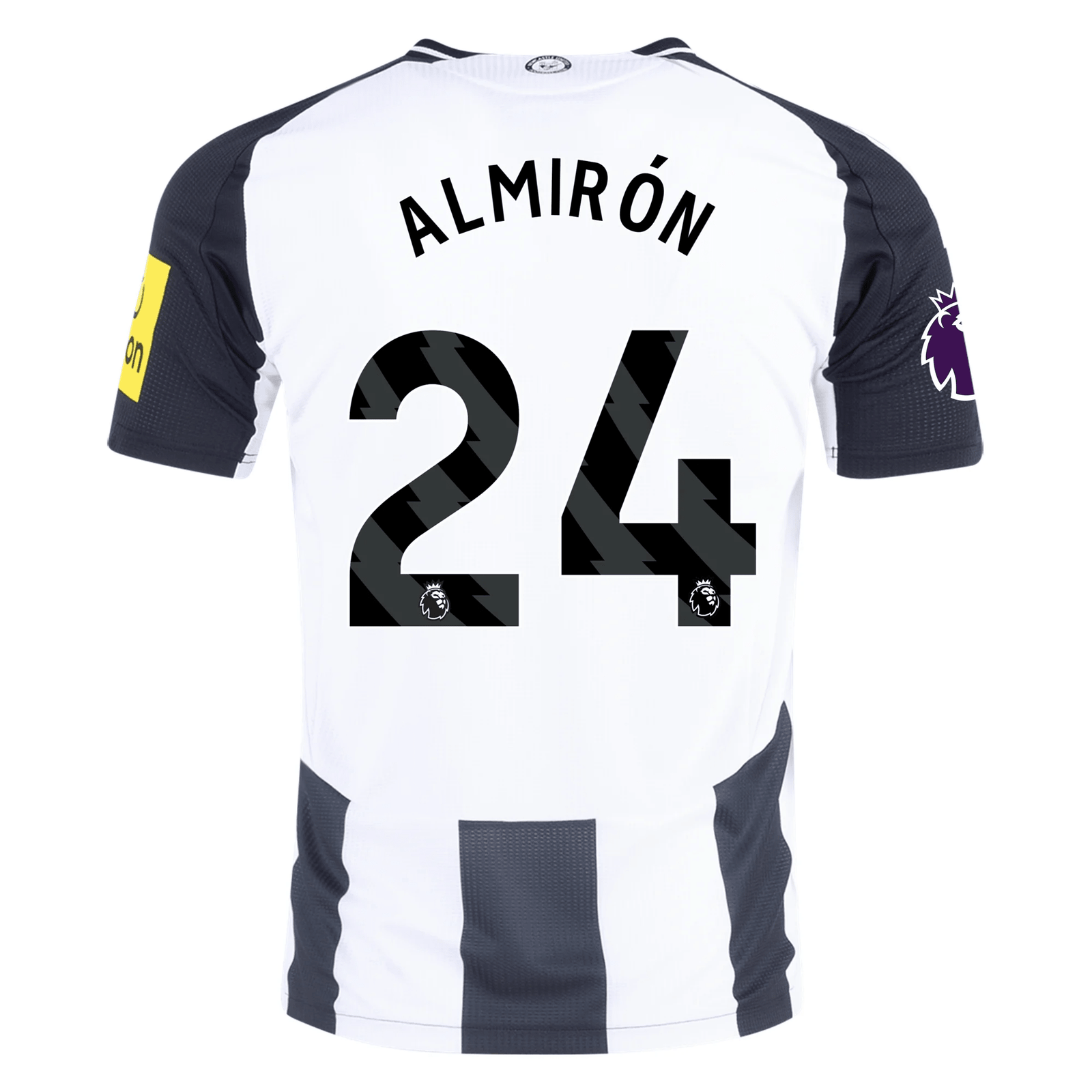Adidas Newcastle United Authentic Miguel Almirón Home Jersey w/ EPL Patch 24/25 (Black/White) | SoccerWearhouse