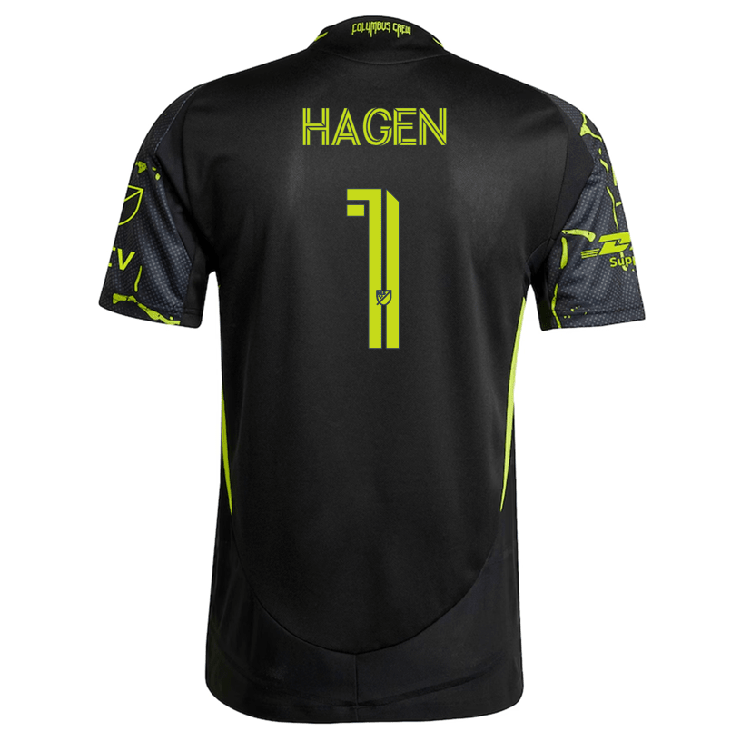 adidas Nicholas Hagen Columbus Crew Authentic Away Jersey w/ MLS Patches 25/26 (Black/Yellow) | SoccerWearhouse