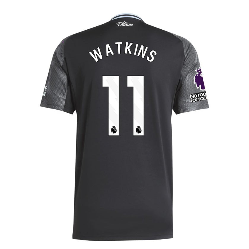 adidas Ollie Watkins Men's Aston Villa 25/26 Away Jersey w/ EPL + NRFR Patches (Black/Global Blue) | SoccerWearhouse