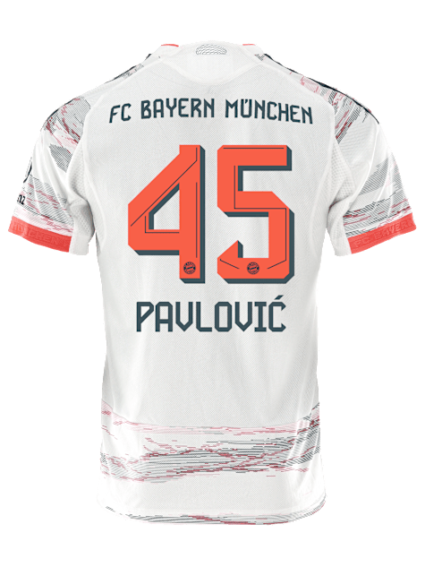 adidas Pavlovic Authentic Away Jersey 25/26 w/ Sponsor + Meister Bundesliga Patch (White/Red] | SoccerWearhouse