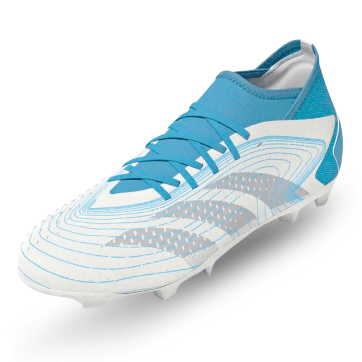 adidas Predator Accuracy.3 Firm Ground Soccer Cleats (White/Grey/Preloved Blue) | SoccerWearhouse