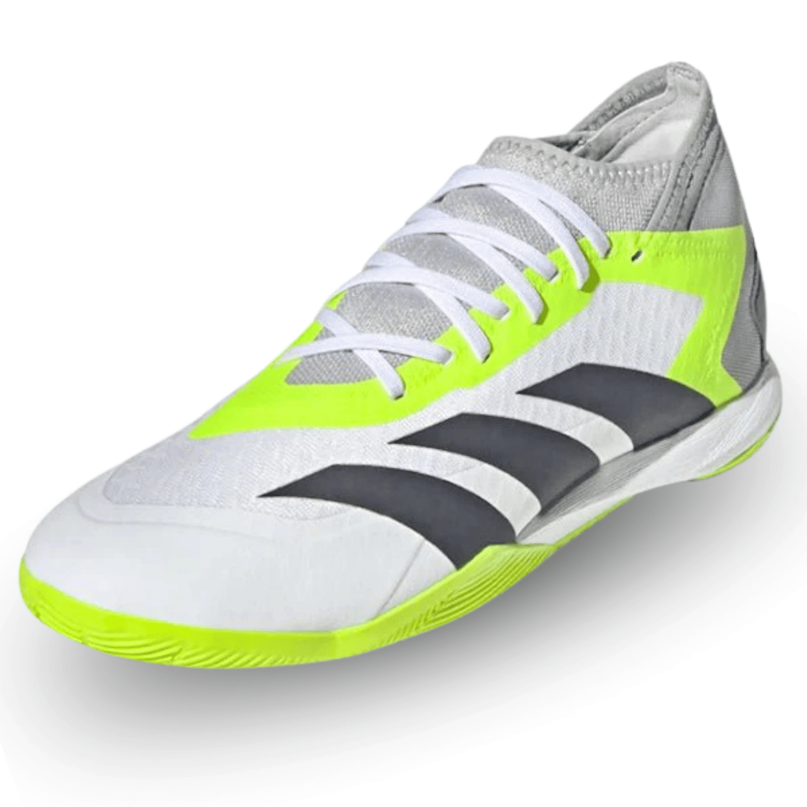 adidas Predator Accuracy.3 Indoor Soccer Shoes (White/Lucid Lemon) | SoccerWearhouse