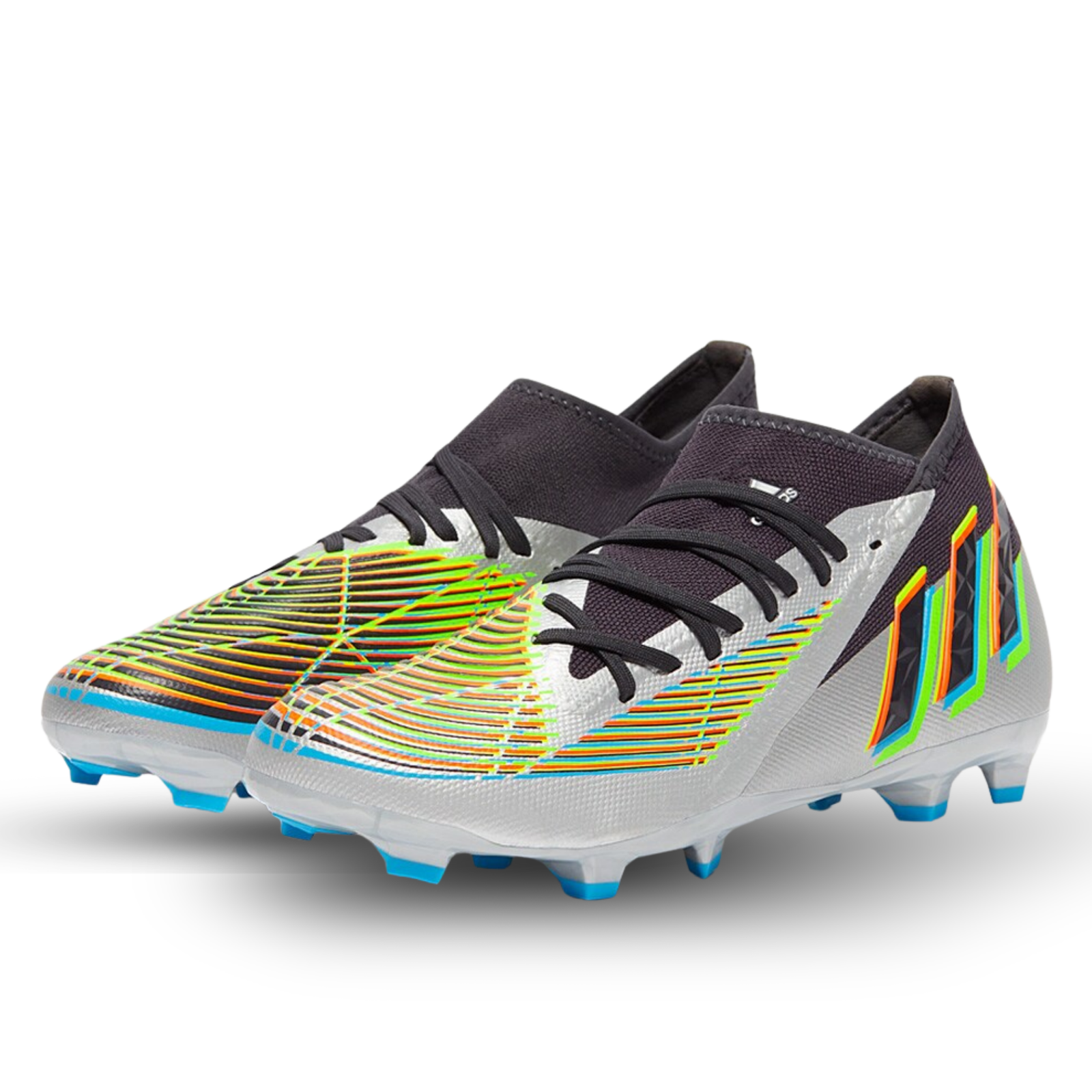 adidas Predator Edge.3 Firm Ground Adult Soccer Cleats (Silver Metallic/Core Black/Team Solar Green) | SoccerWearhouse