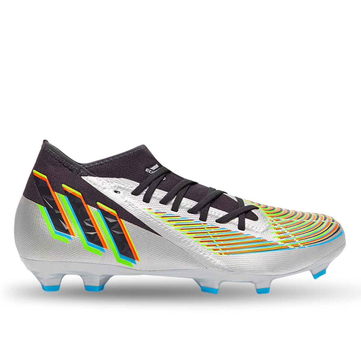 adidas Predator Edge.3 Firm Ground Adult Soccer Cleats (Silver Metallic/Core Black/Team Solar Green) | SoccerWearhouse