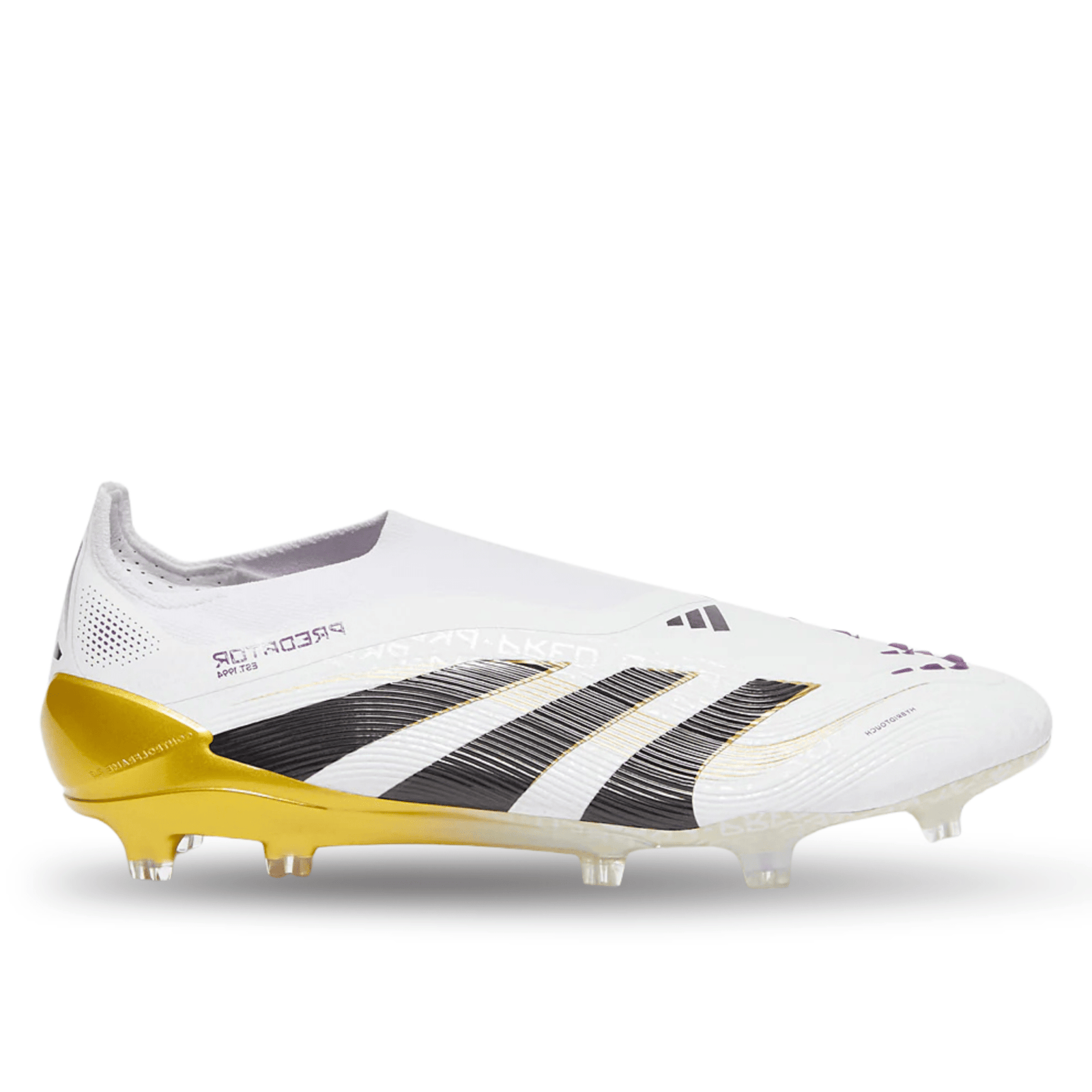 adidas Predator Elite Laceless Firm Ground Soccer Cleats (White/Black/Gold Metallic) | SoccerWearhouse