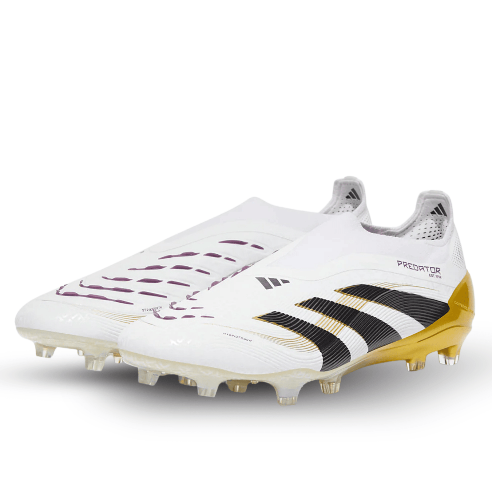 adidas Predator Elite Laceless Firm Ground Soccer Cleats (White/Black/Gold Metallic) | SoccerWearhouse