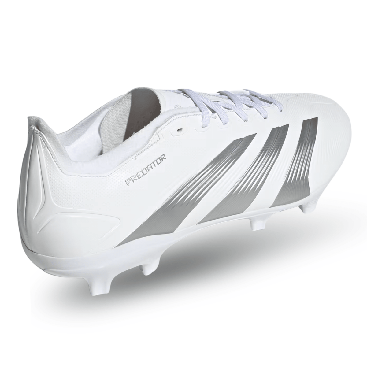 adidas Predator League Firm Ground Soccer Cleats (White/Silver Metallic) | SoccerWearhouse
