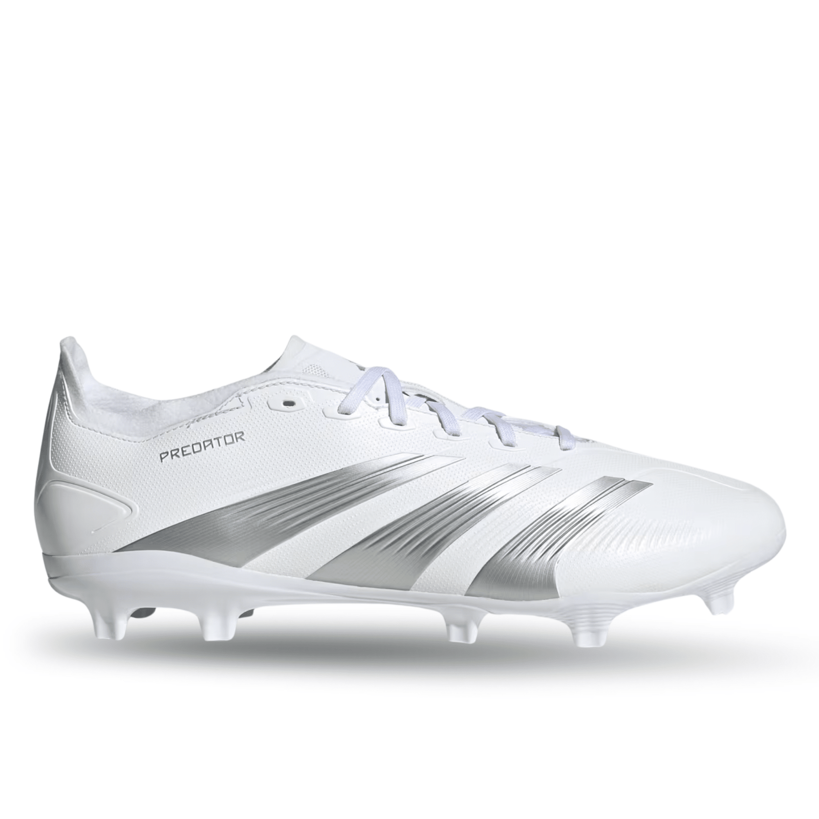 adidas Predator League Firm Ground Soccer Cleats (White/Silver Metallic) | SoccerWearhouse