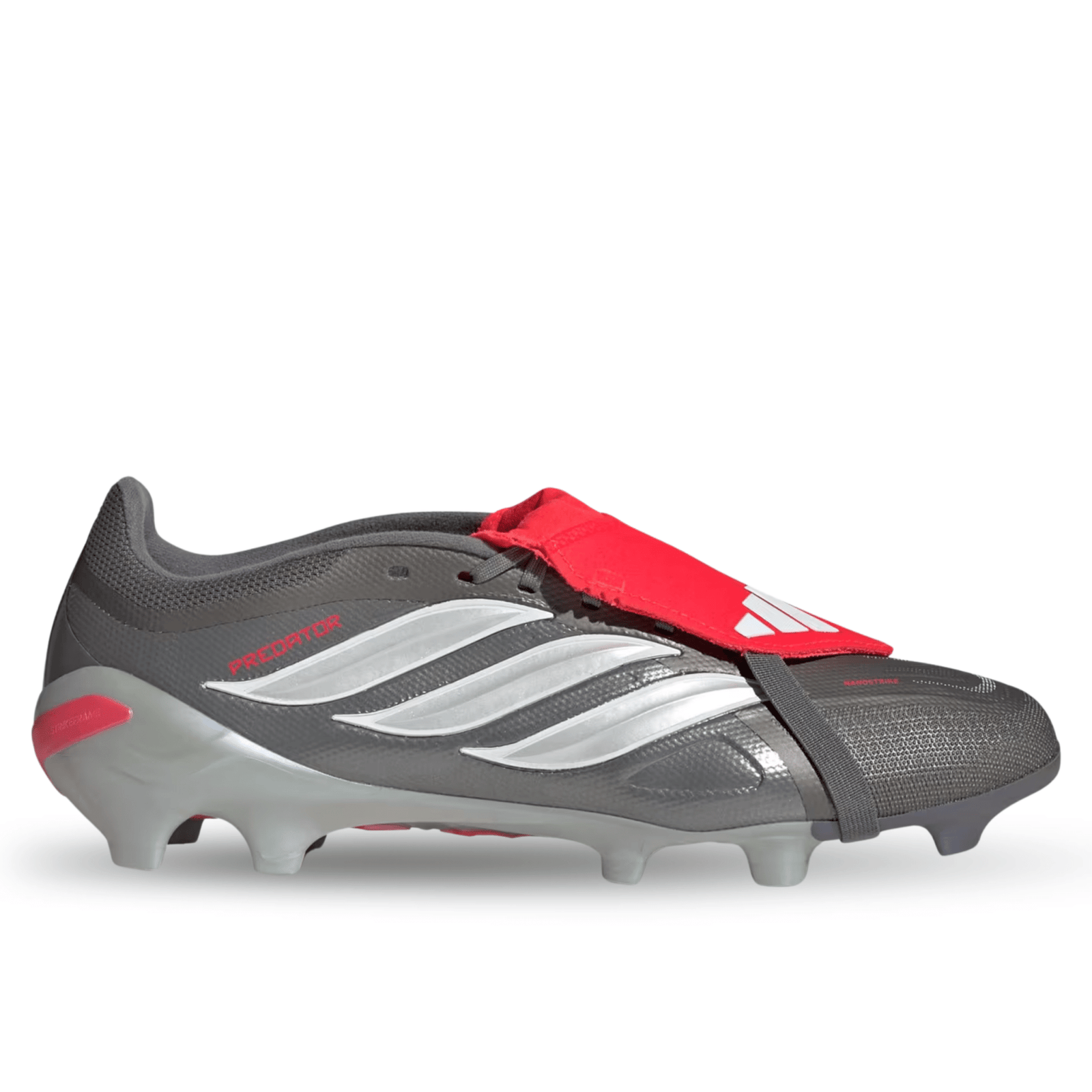 adidas Predator League FT Firm Ground Soccer Cleats (Iron Metallic/Zero Metallic/Lucid Red) | SoccerWearhouse