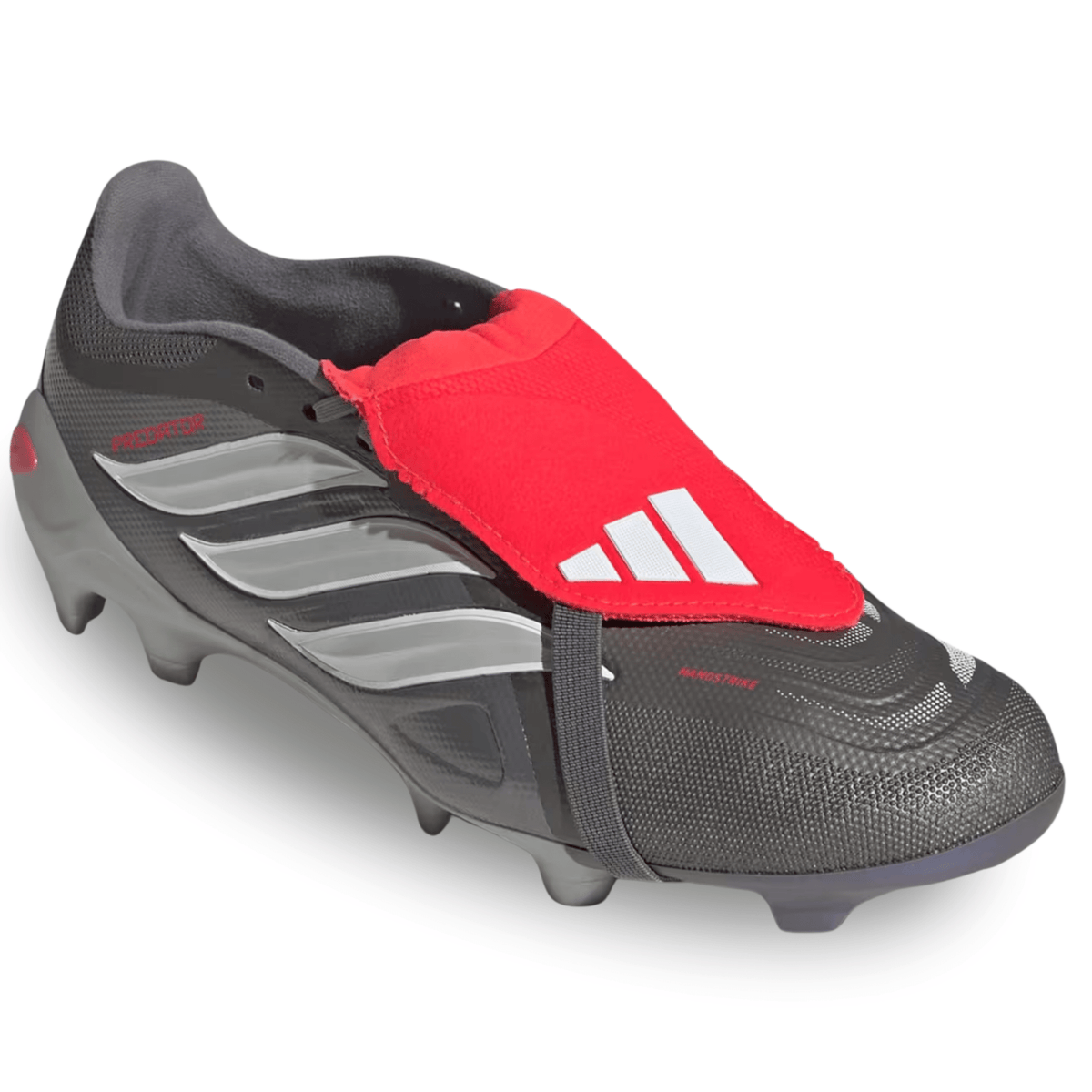 adidas Predator League FT Firm Ground Soccer Cleats (Iron Metallic/Zero Metallic/Lucid Red) | SoccerWearhouse