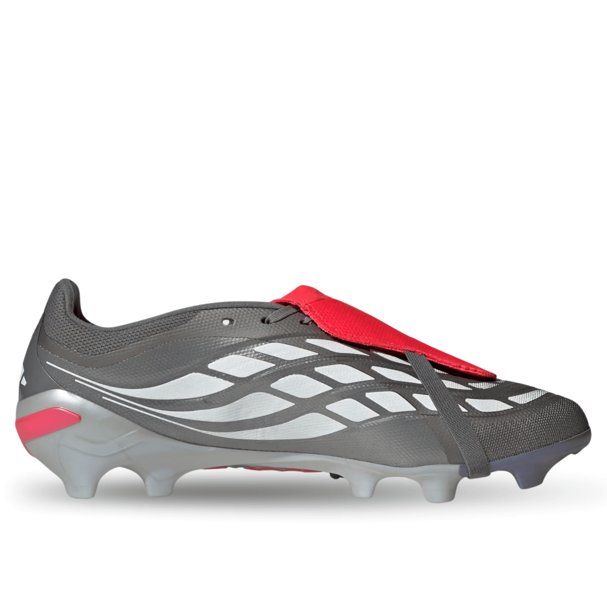 adidas Predator League FT Firm Ground Soccer Cleats (Iron Metallic/Zero Metallic/Lucid Red) | SoccerWearhouse