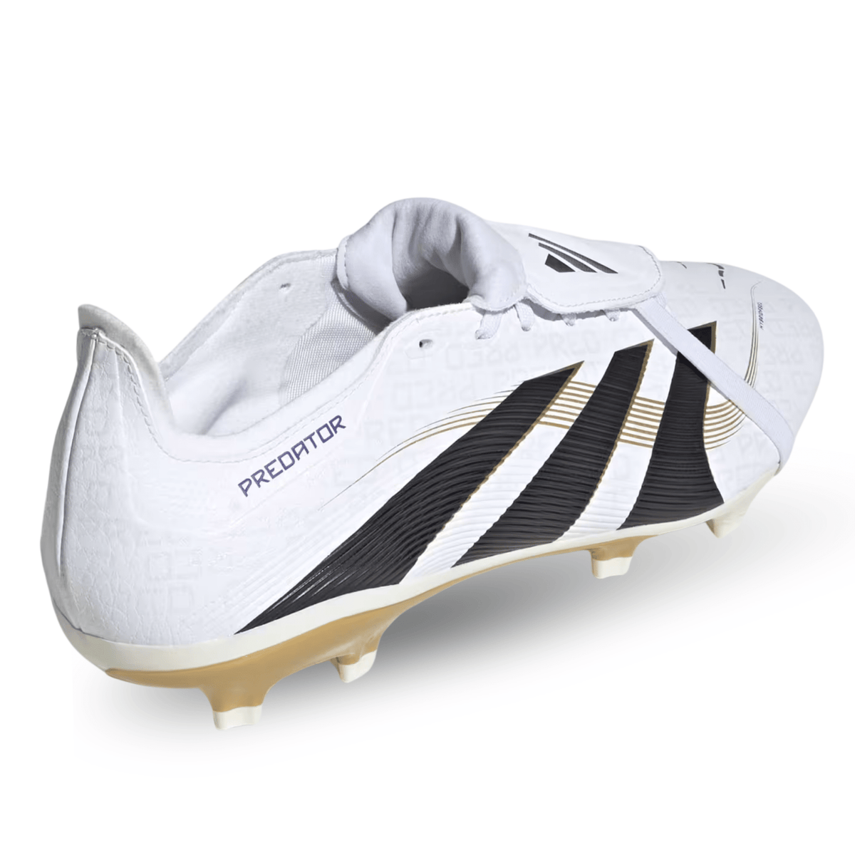 adidas Predator League FT Fold Tongue FG/MG Soccer Cleats (White/Black/Gold Metallic) | SoccerWearhouse