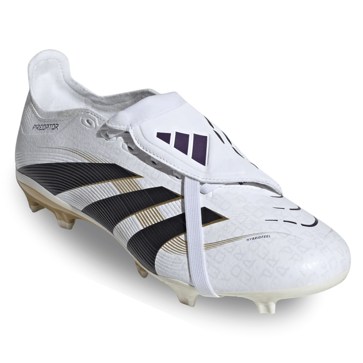 adidas Predator League FT Fold Tongue FG/MG Soccer Cleats (White/Black/Gold Metallic) | SoccerWearhouse
