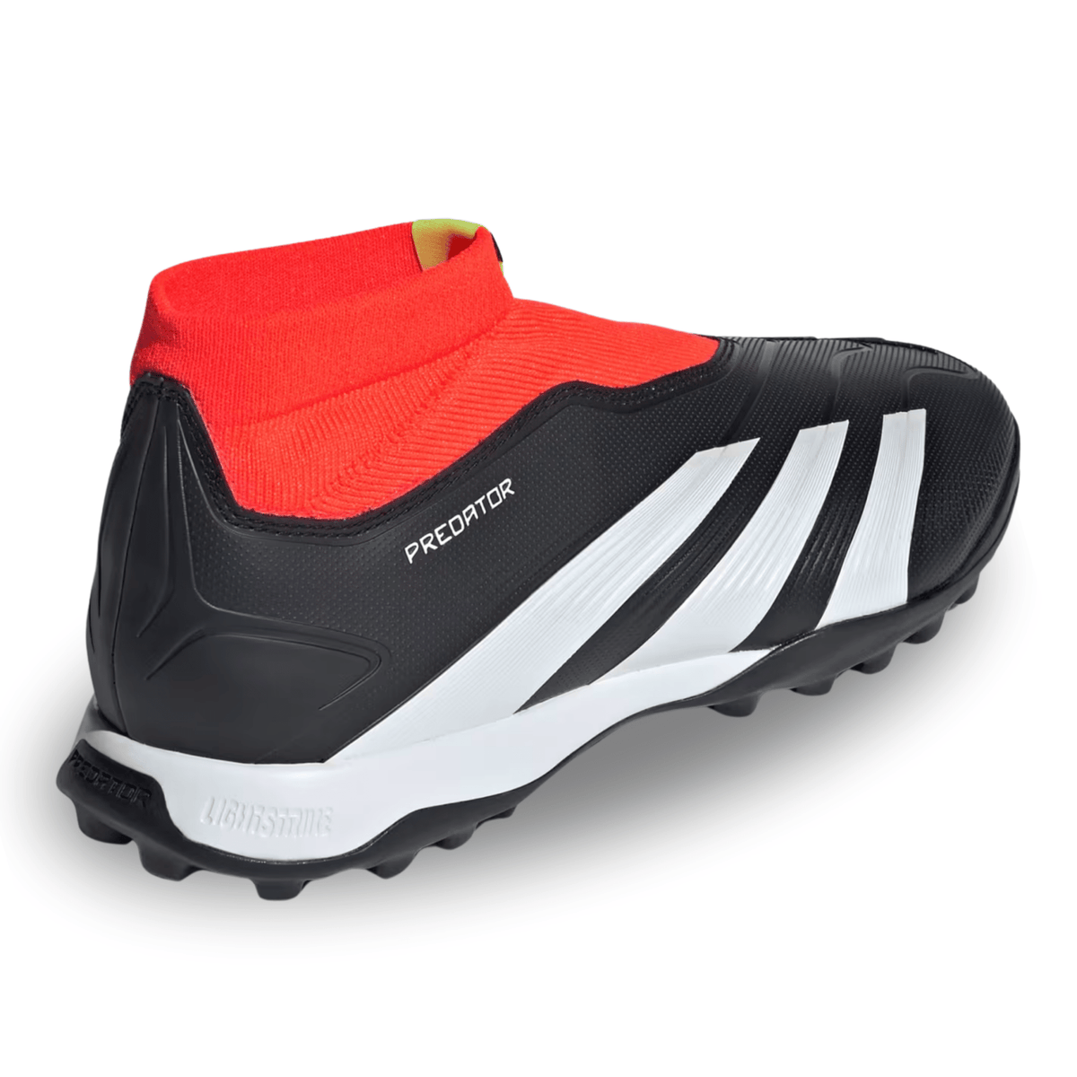 adidas Predator League Laceless TF Turf Soccer Shoes (Core Black/White/Solar Red) | SoccerWearhouse