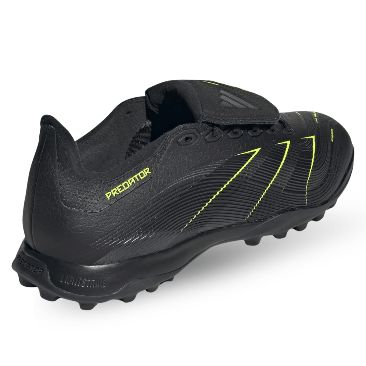 adidas Predator League Turf Firm Ground Soccer Cleats (Black/Iron Metallic/Lucid Lemon) | SoccerWearhouse