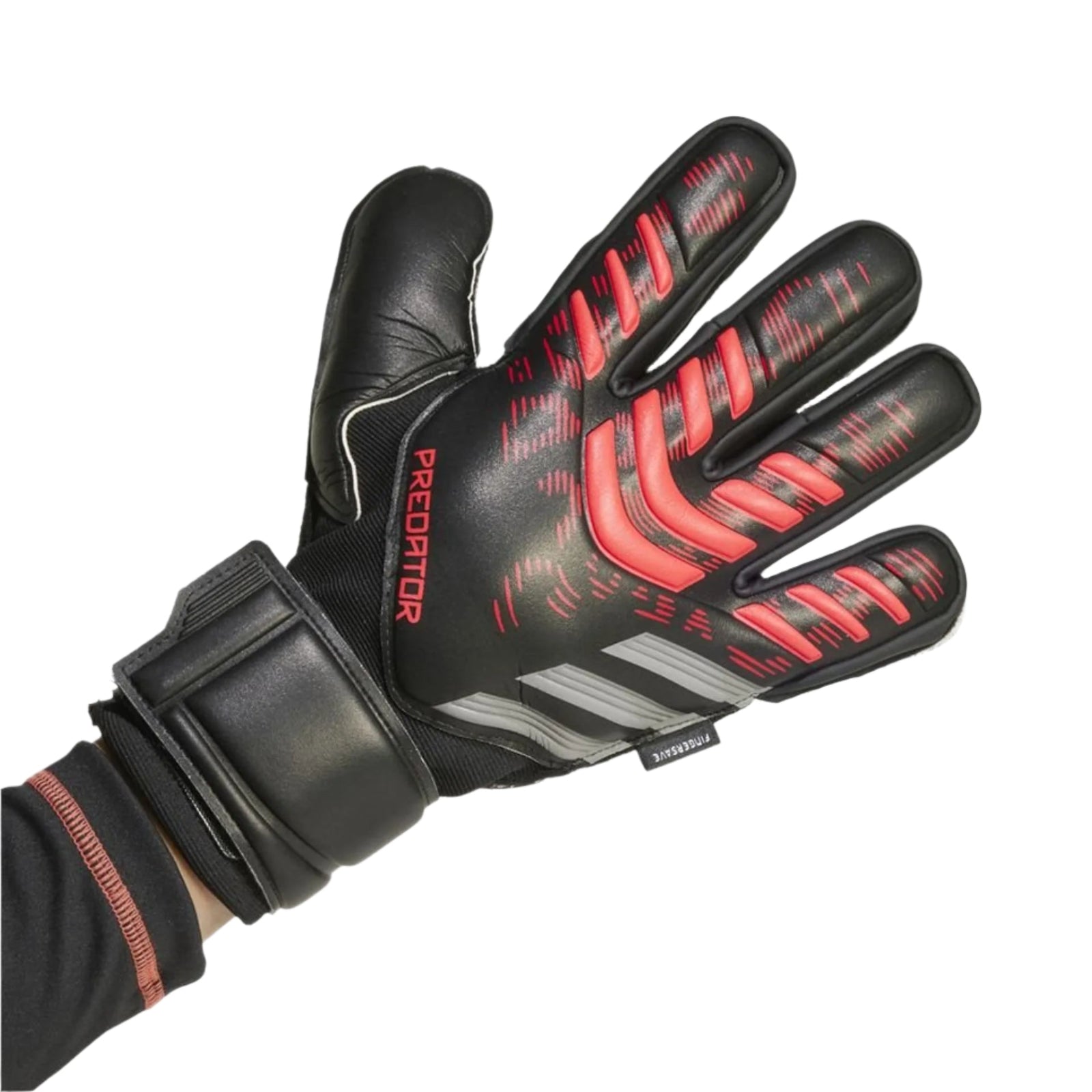 adidas Predator Match FS Goalkeeper Glove (Black/Lucid Red) | SoccerWearhouse