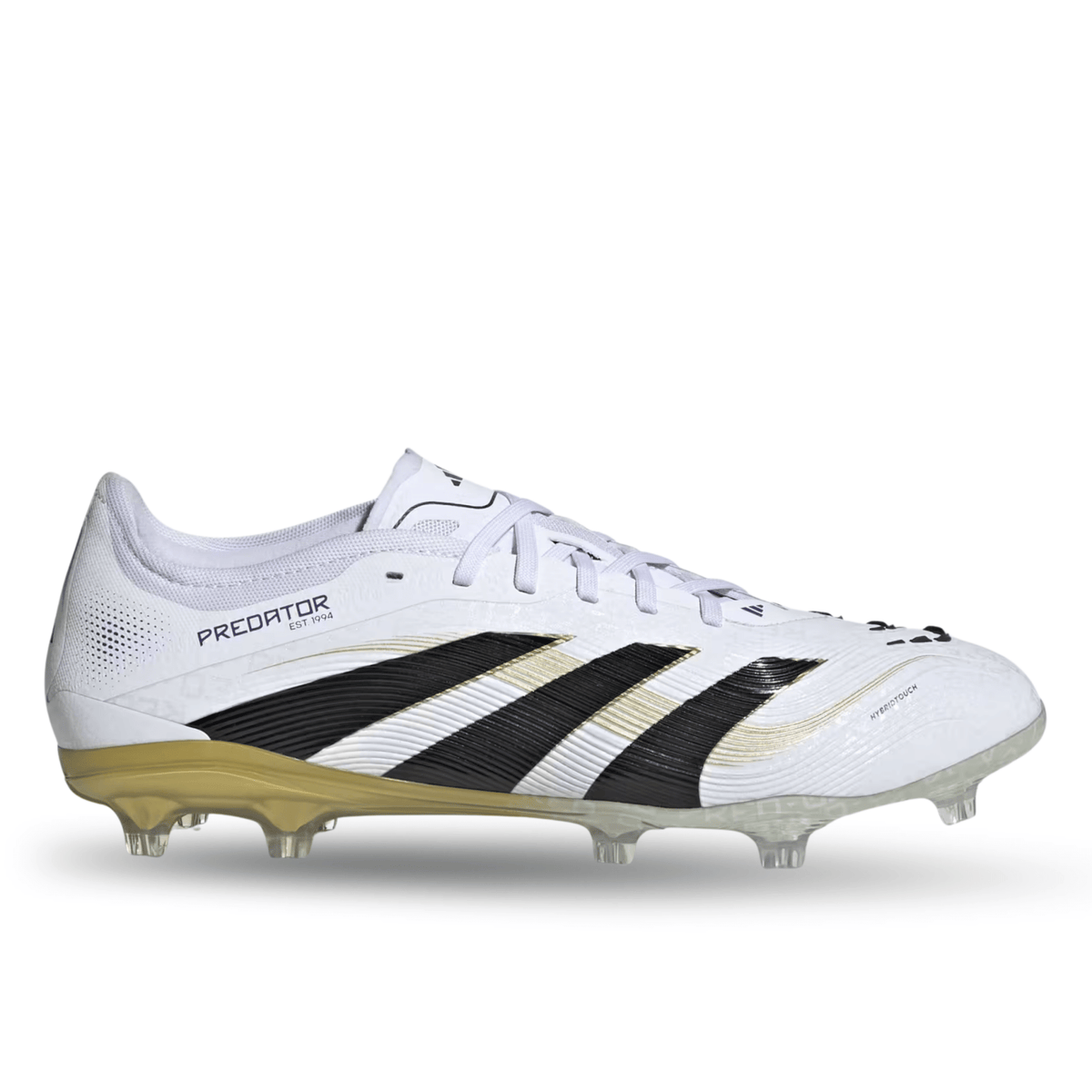 adidas Predator Pro Firm Ground Soccer Cleats (White/Black/Gold Metallic) | SoccerWearhouse