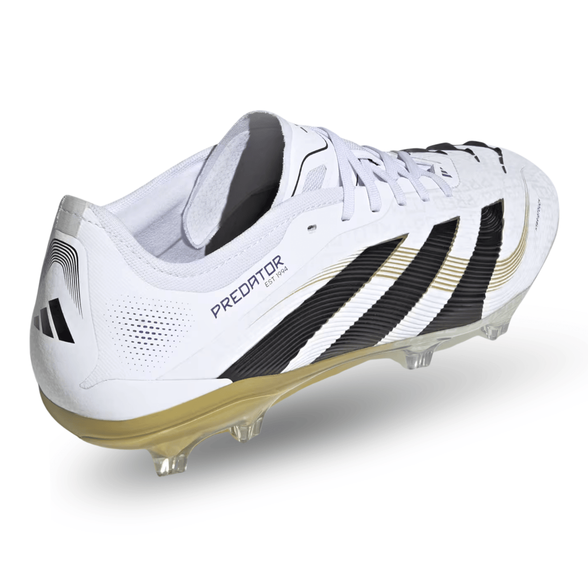 adidas Predator Pro Firm Ground Soccer Cleats (White/Black/Gold Metallic) | SoccerWearhouse
