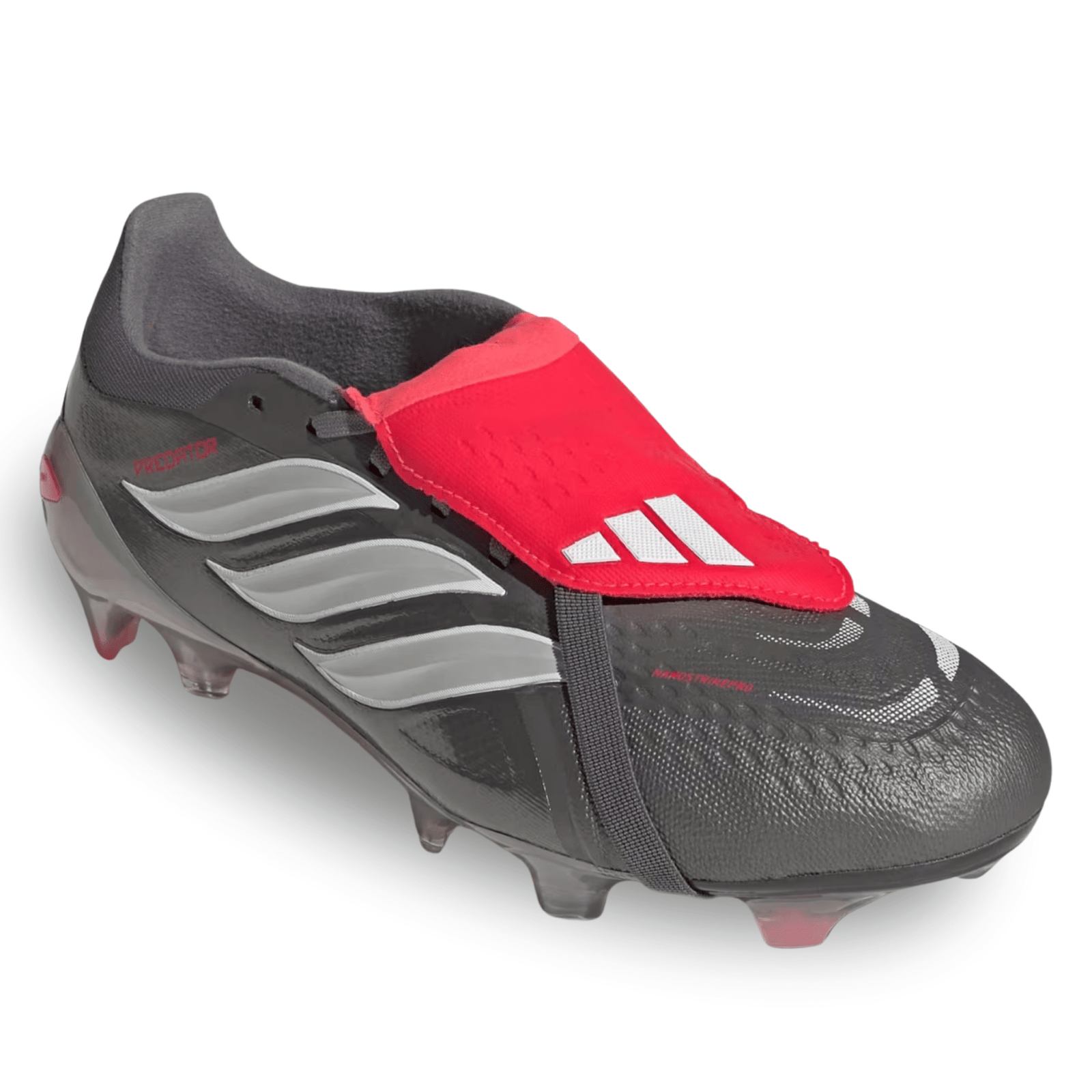 adidas Predator Pro FT Fold Tongue FG Soccer Cleats (Iron Metallic/Zero Metallic/Lucid Red) | SoccerWearhouse