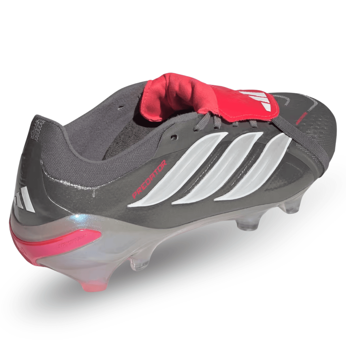 adidas Predator Pro FT Fold Tongue FG Soccer Cleats (Iron Metallic/Zero Metallic/Lucid Red) | SoccerWearhouse