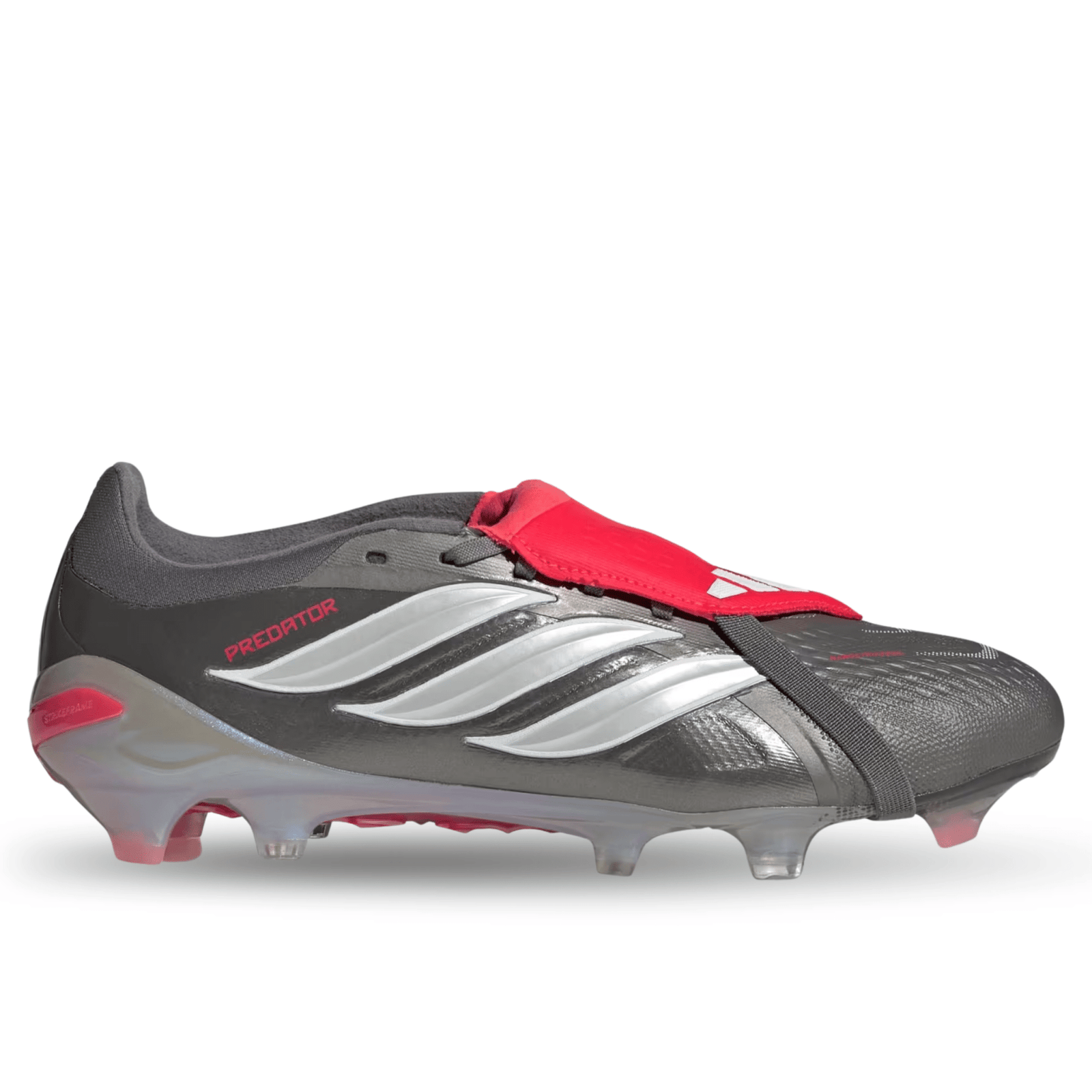 adidas Predator Pro FT Fold Tongue FG Soccer Cleats (Iron Metallic/Zero Metallic/Lucid Red) | SoccerWearhouse