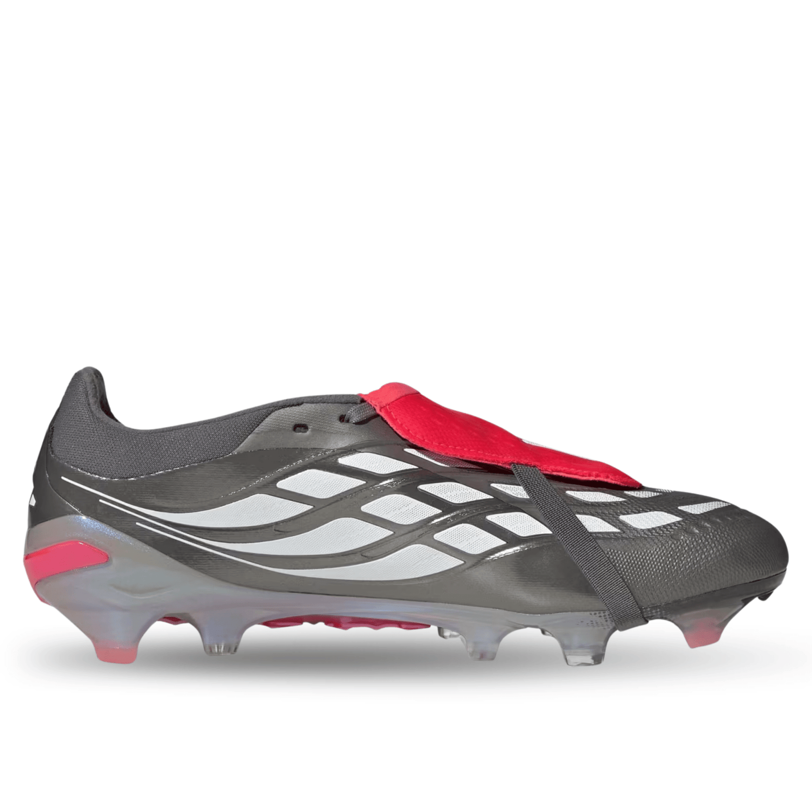 adidas Predator Pro FT Fold Tongue FG Soccer Cleats (Iron Metallic/Zero Metallic/Lucid Red) | SoccerWearhouse