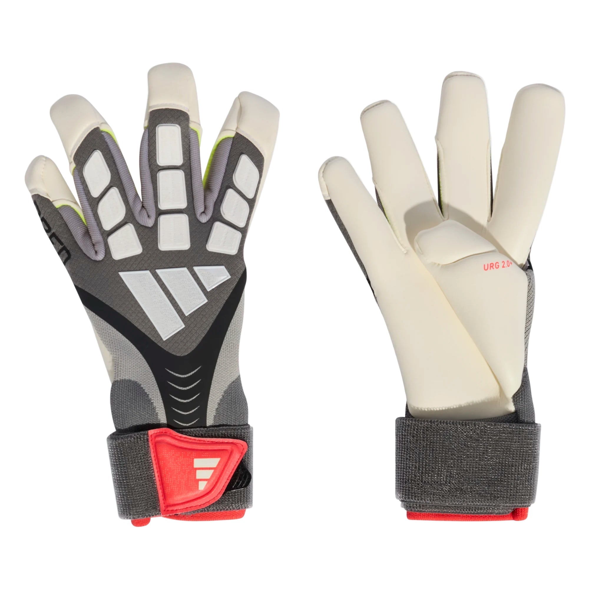 adidas Predator Pro Hybrid Strap Goalkeeper Gloves (Iron Metallic/Black/Lucid Red)