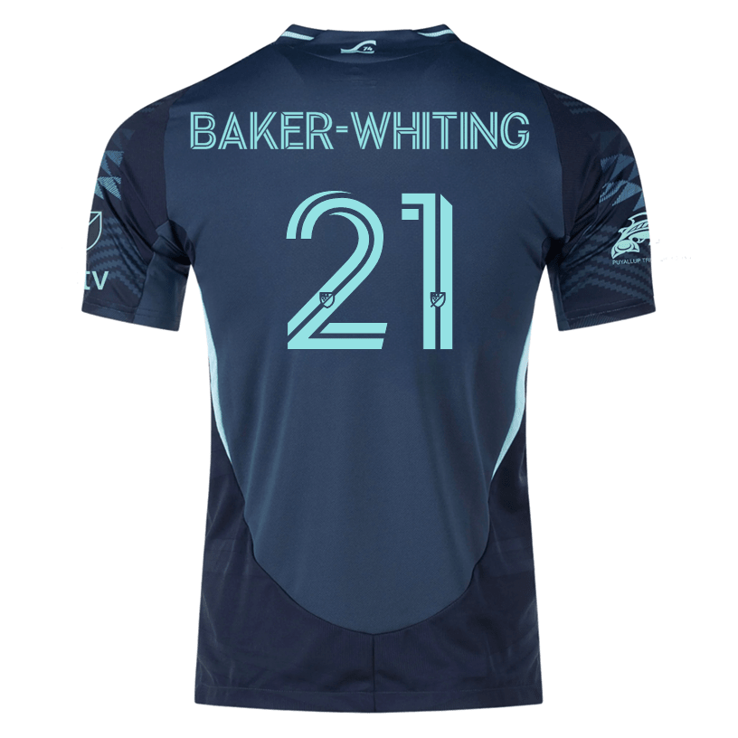 adidas R. Baker - Whiting Seattle Sounders Authentic Away Jersey 25/26 w/ MLS Patches &amp; Sponsor (Aura Ink) | SoccerWearhouse
