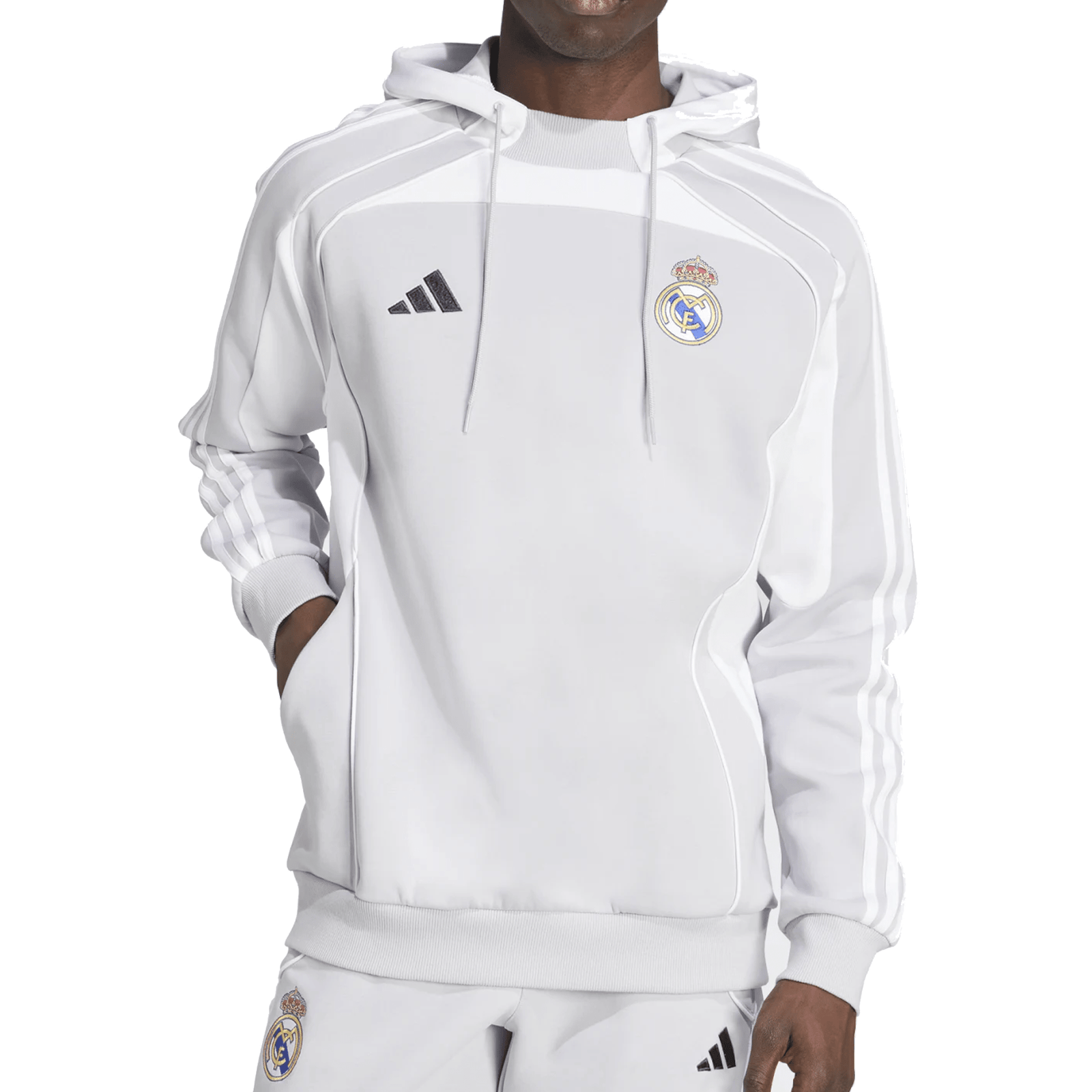 adidas Real Madrid 25/26 UBP Travel Hoodie (Light Solid Grey/White) | SoccerWearhouse