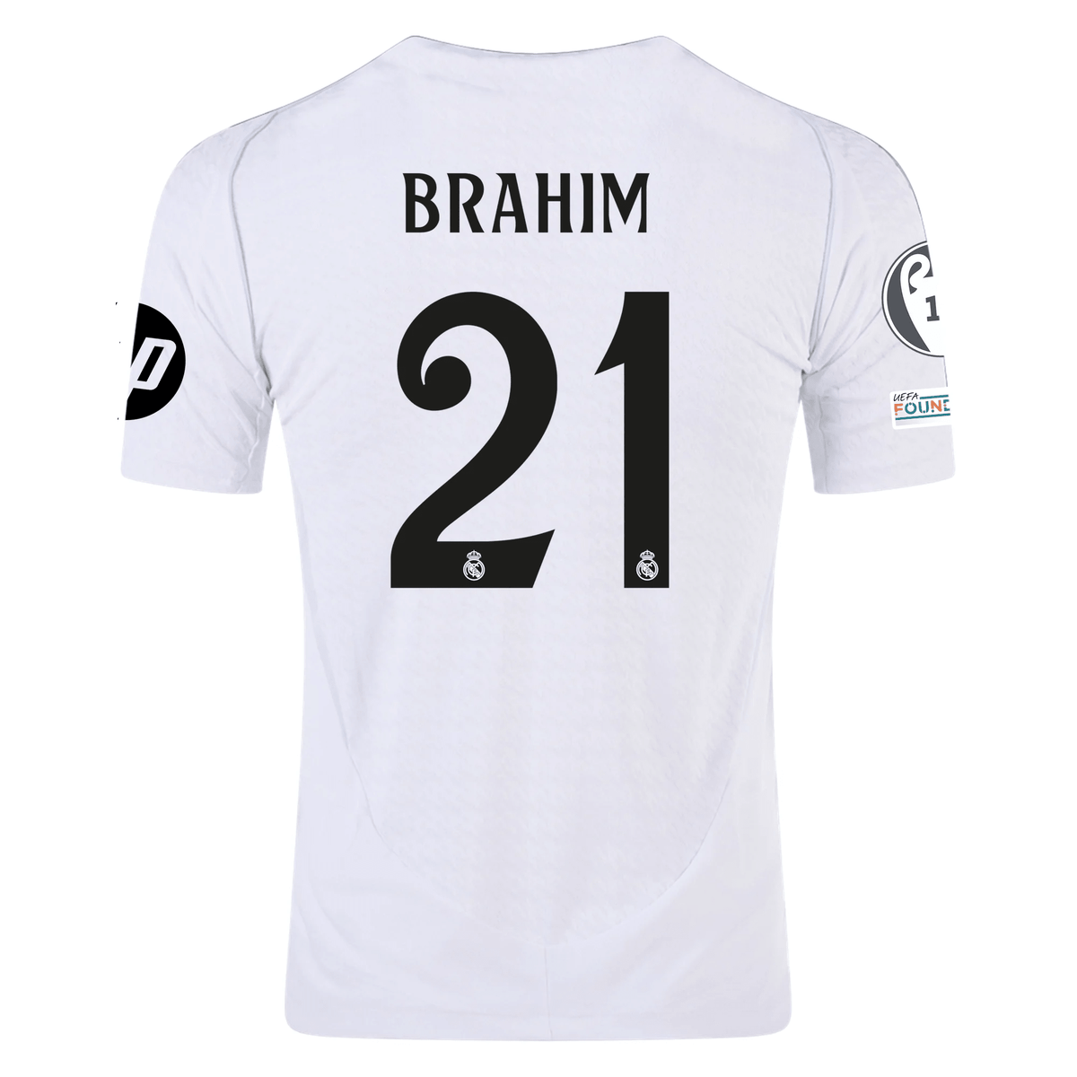 adidas Real Madrid Authentic Brahim Diaz Home Jersey w/ Champions League Patches 24/25 (White/Black) | SoccerWearhouse