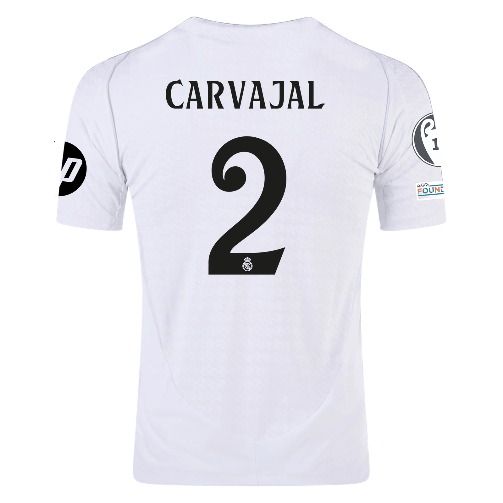 adidas Real Madrid Authentic Dani Carvajal Home Jersey w/ Champions League Patches 24/25 (White/Black) | SoccerWearhouse