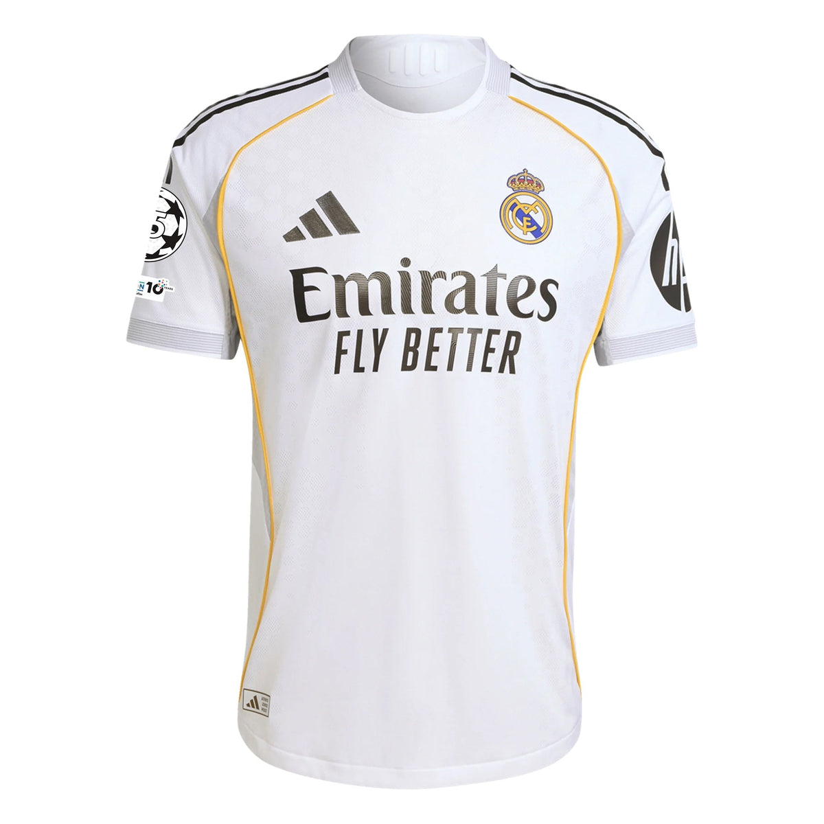 adidas Real Madrid Authentic Home Jersey 25/26 w/ Champions League Patches (White) | SoccerWearhouse