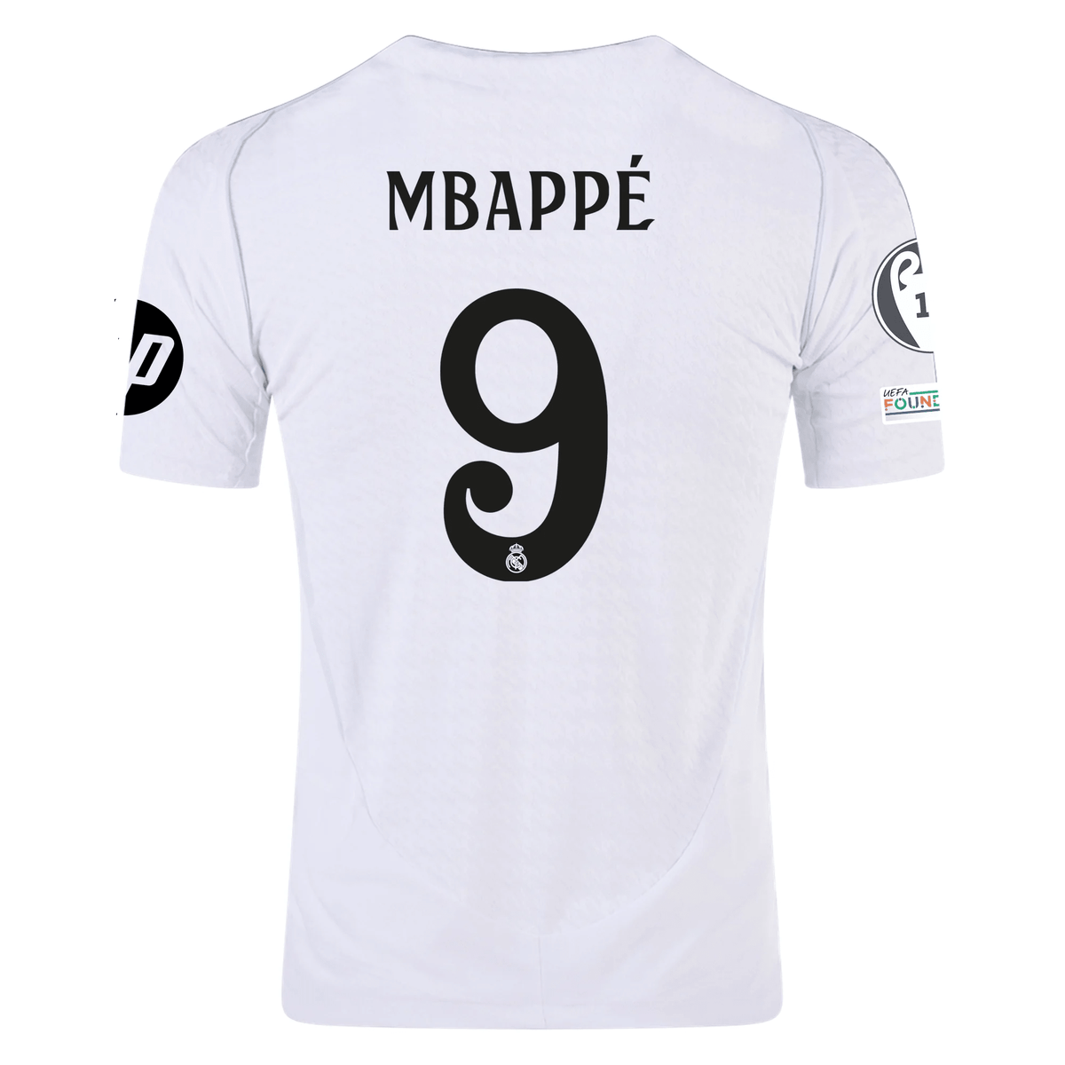 adidas Real Madrid Authentic Kylian Mbappe Home Jersey w/ Champions League Patches 24/25 (White/Black) | SoccerWearhouse