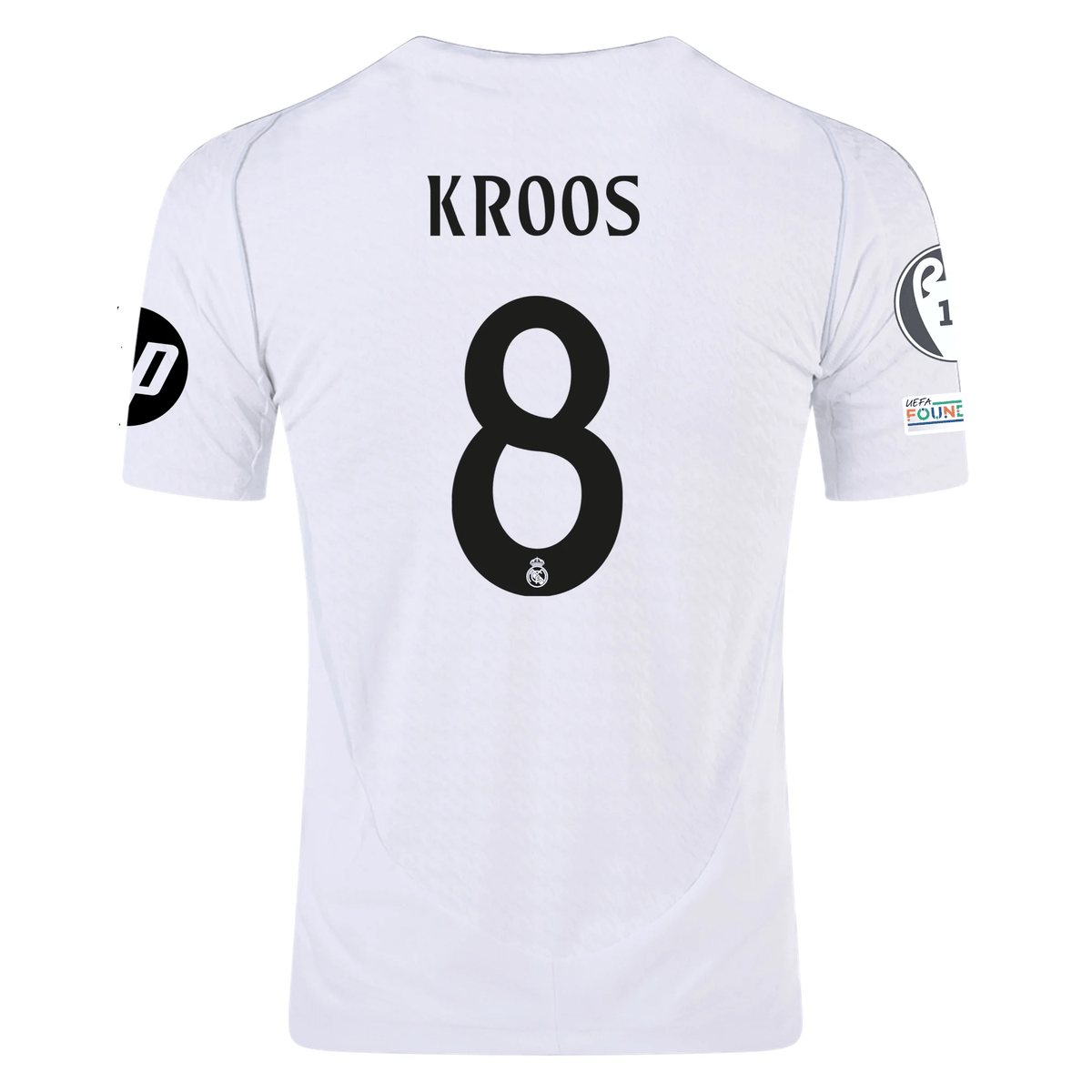 adidas Real Madrid Authentic Toni Kroos Home Jersey w/ Champions League Patches 24/25 (White/Black) | SoccerWearhouse