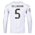adidas Real Madrid Bellingham Long Sleeve Home Jersey w/ Intercontinental + Champions League Patches 25/26 (White)