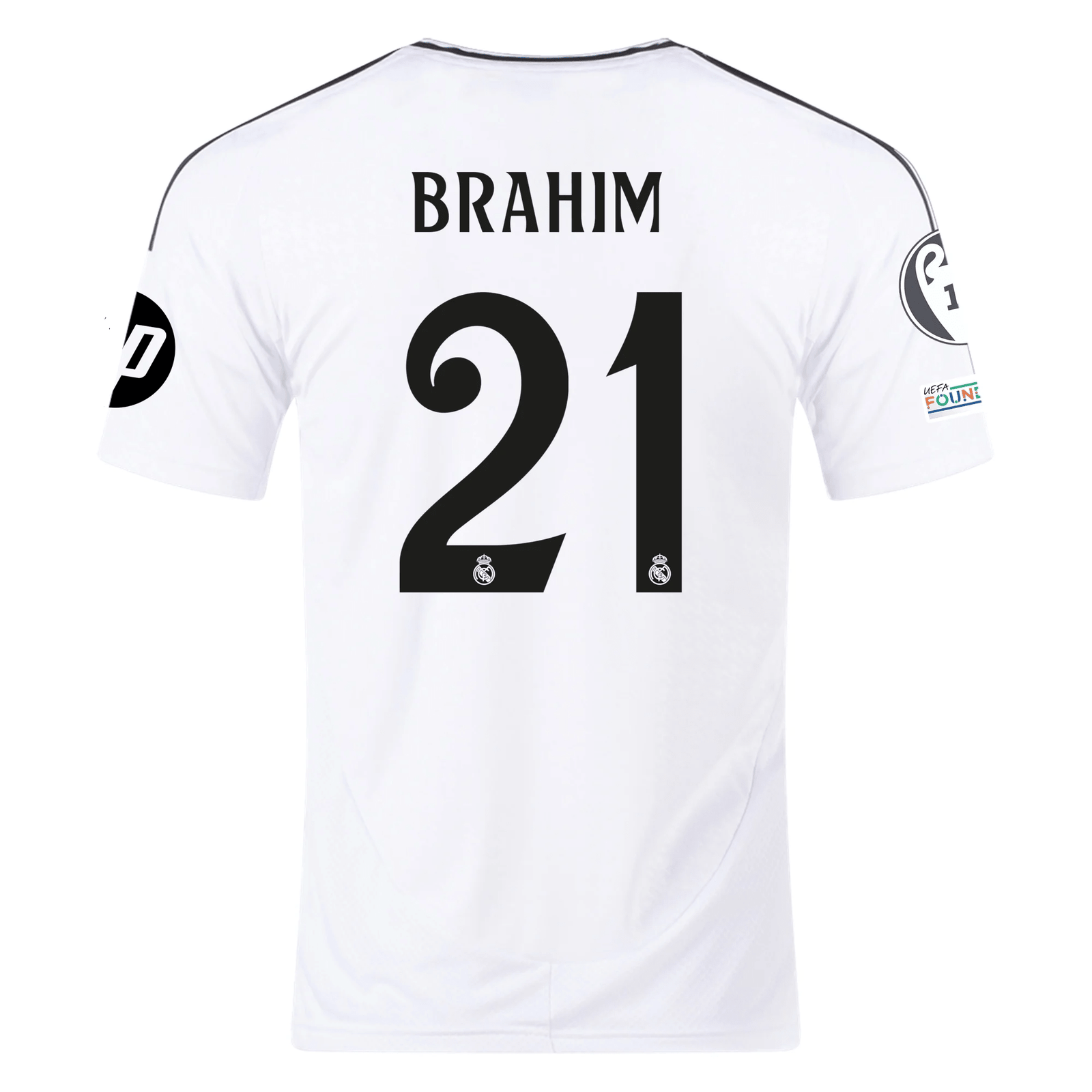 adidas Real Madrid Brahim Diaz Home Jersey 24/25 w/ Champions League Patches (White/Black) | SoccerWearhouse