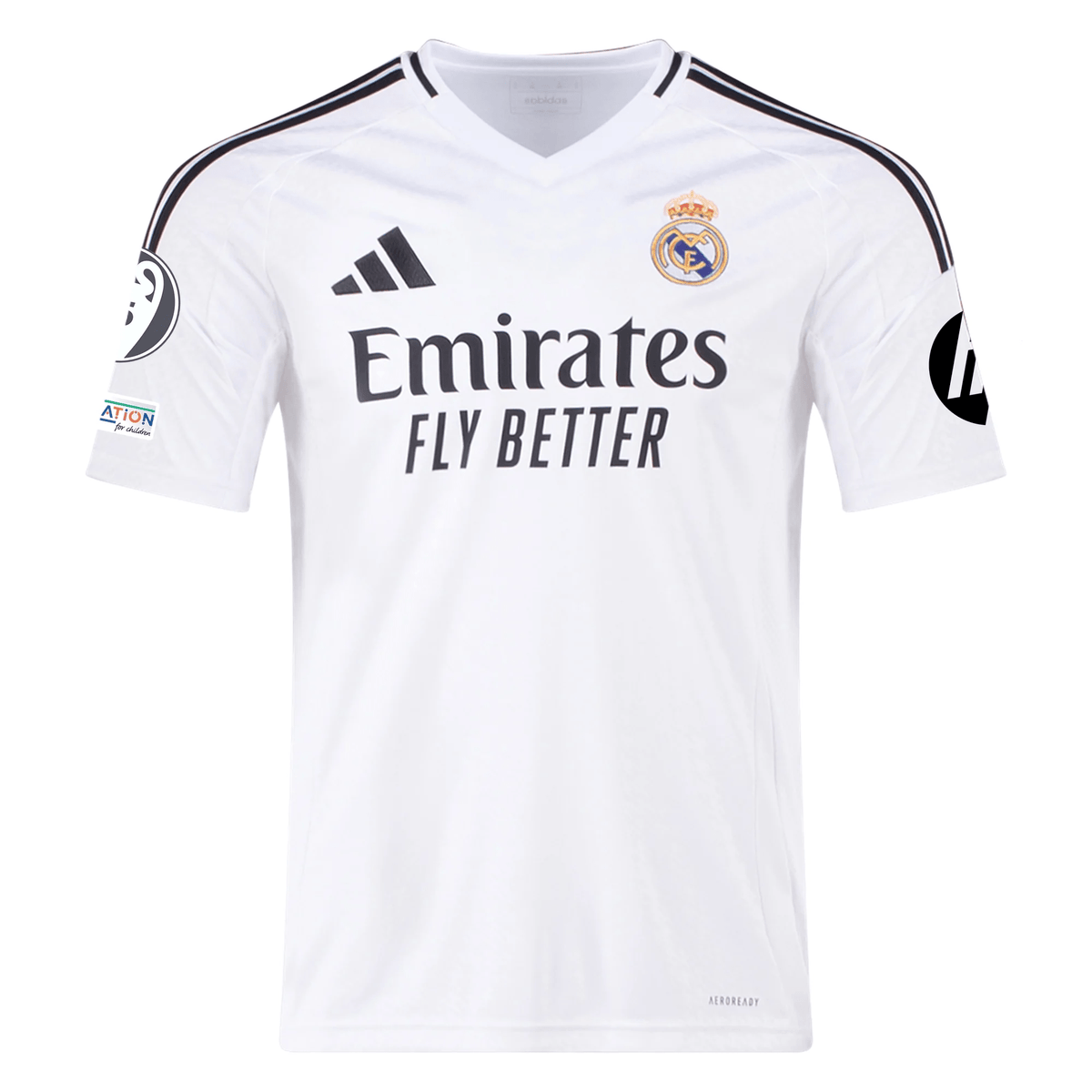 adidas Real Madrid Brahim Diaz Home Jersey 24/25 w/ Champions League Patches (White/Black) | SoccerWearhouse