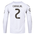 adidas Real Madrid Carvajal Long Sleeve Home Jersey w/ Intercontinental + Champions League Patches 25/26 (White)