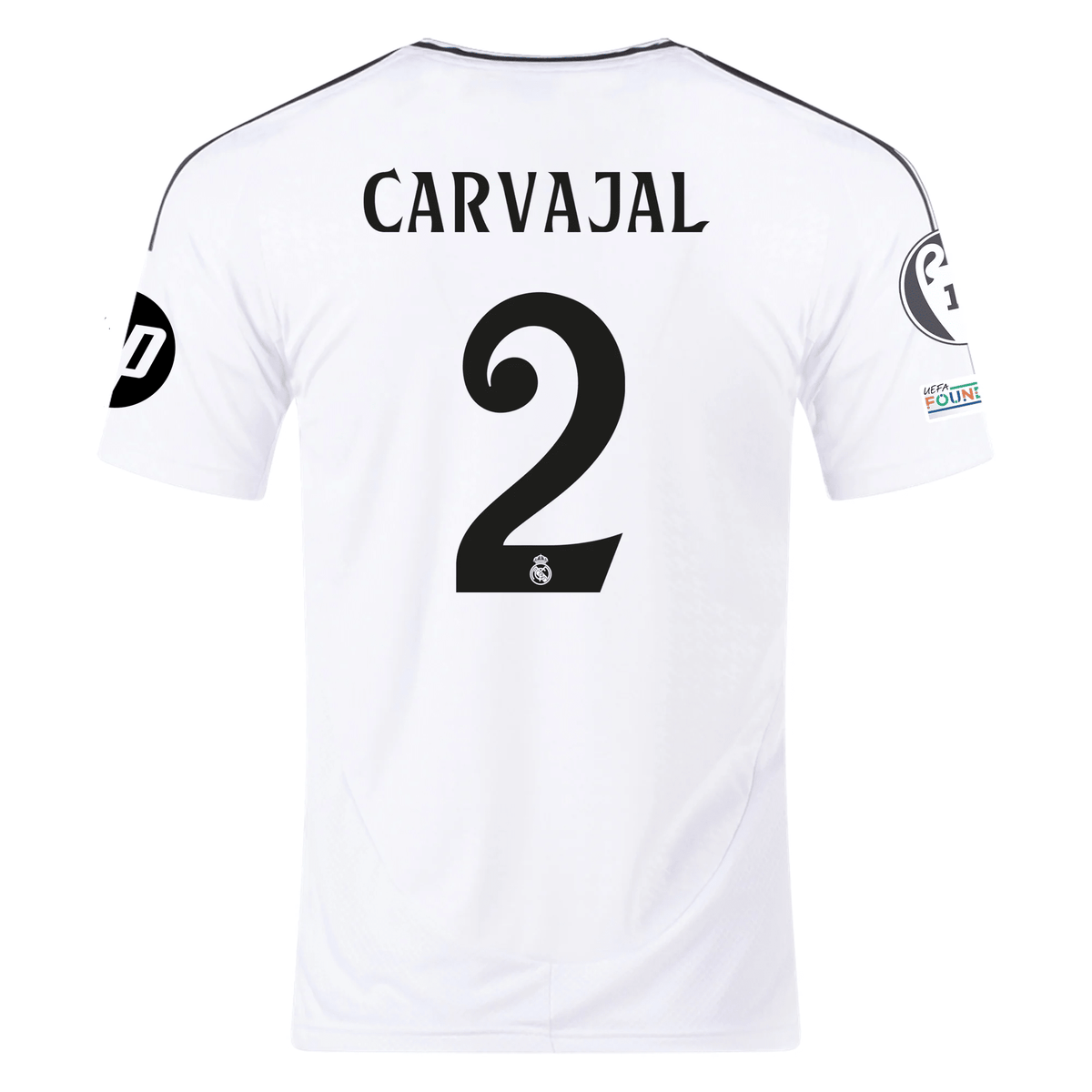 adidas Real Madrid Dani Carvajal Home Jersey 24/25 w/ Champions League Patches (White/Black) | SoccerWearhouse