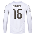 adidas Real Madrid Endrick Long Sleeve Home Jersey w/ Intercontinental + Champions League Patches 25/26 (White)