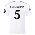 adidas Real Madrid Jude Bellingham Home Jersey 24/25 w/ Champions League Patches (White/Black)