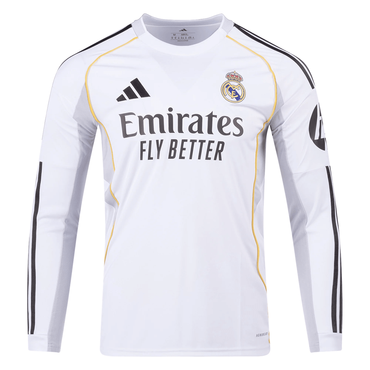 adidas Real Madrid Long Sleeve Home Jersey 25/26 (White) | SoccerWearhouse